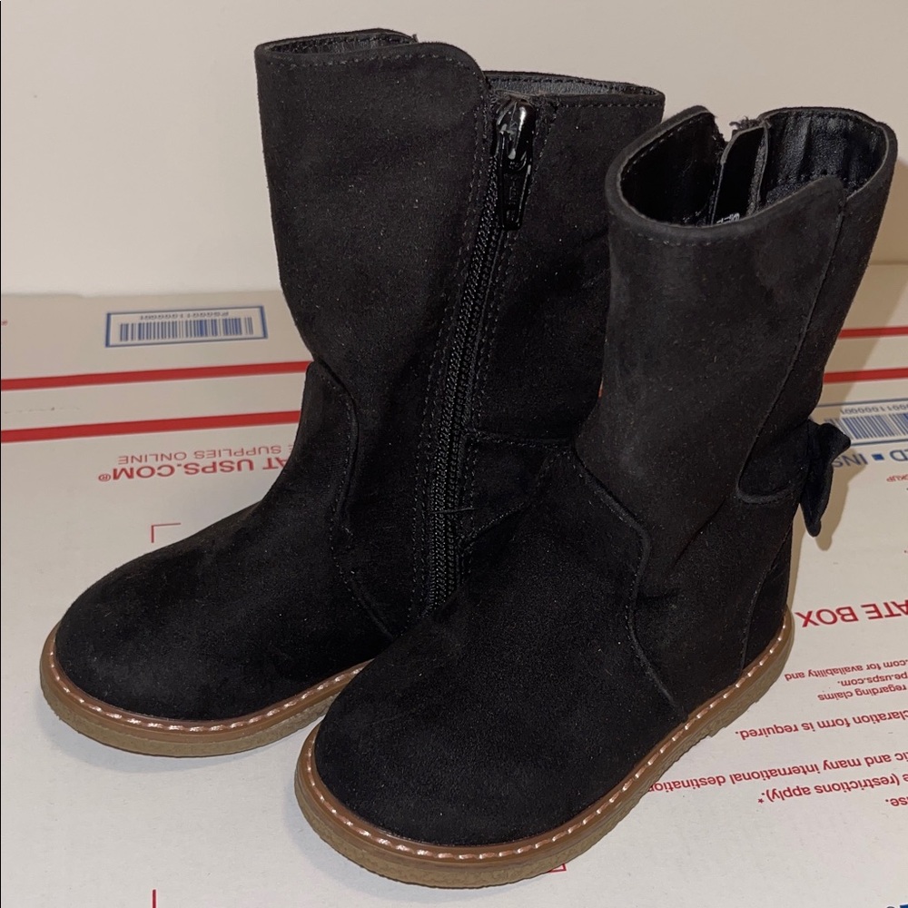 Cat & Jack Black Long Girls Boots Size 6 EUC